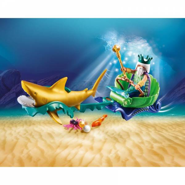 Playmobil Magic King Of The Sea With Shark Carriage 